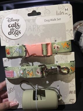Disney Cats & Dogs Dog Walk Set - Green with Pink Buckle